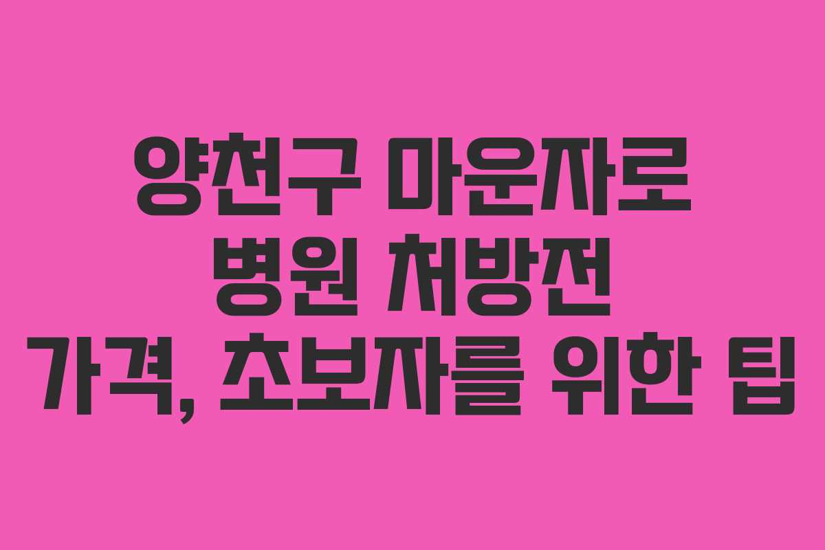 양천구 마운자로 병원 처방전 가격, 초보자를 위한 팁