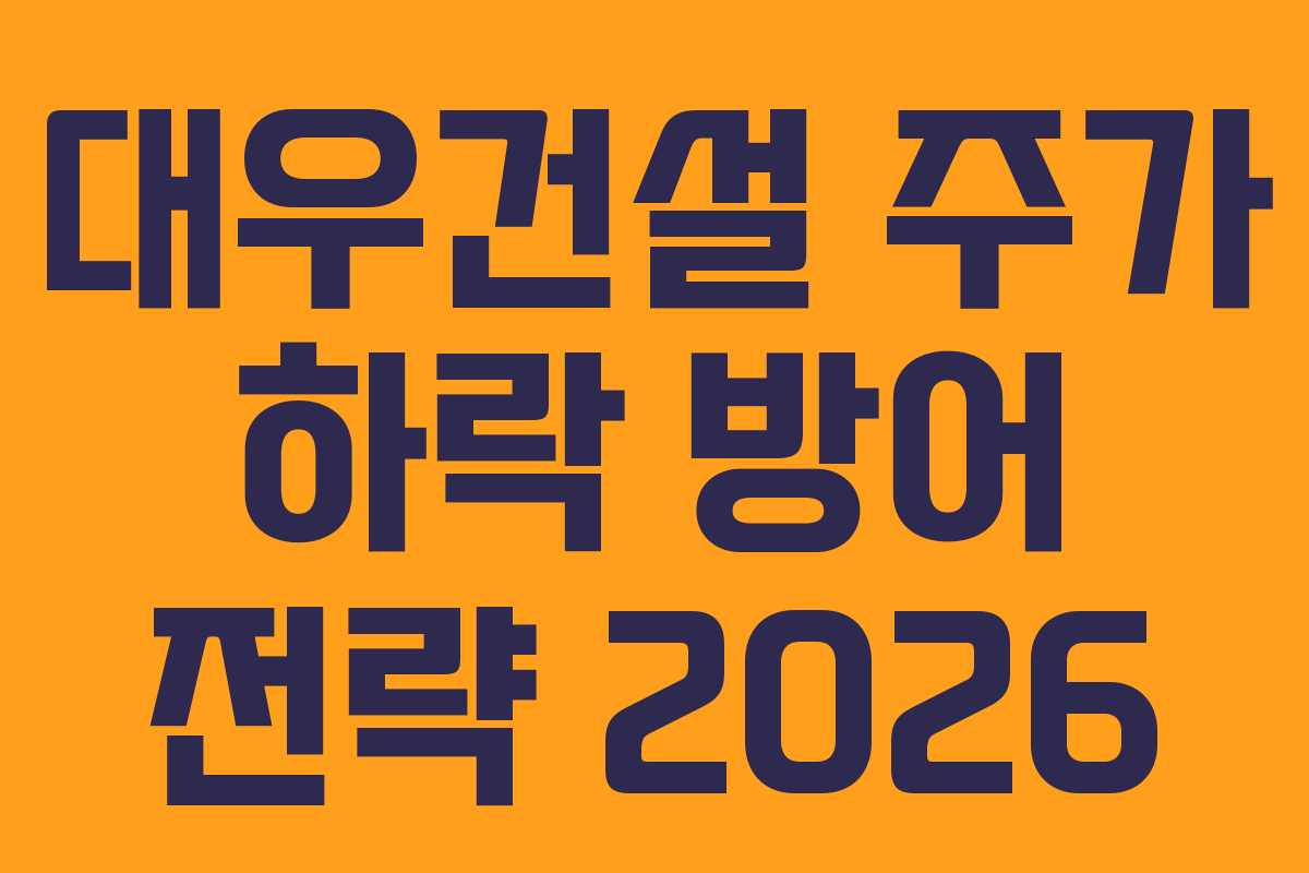 대우건설 주가 하락 방어 전략 2026