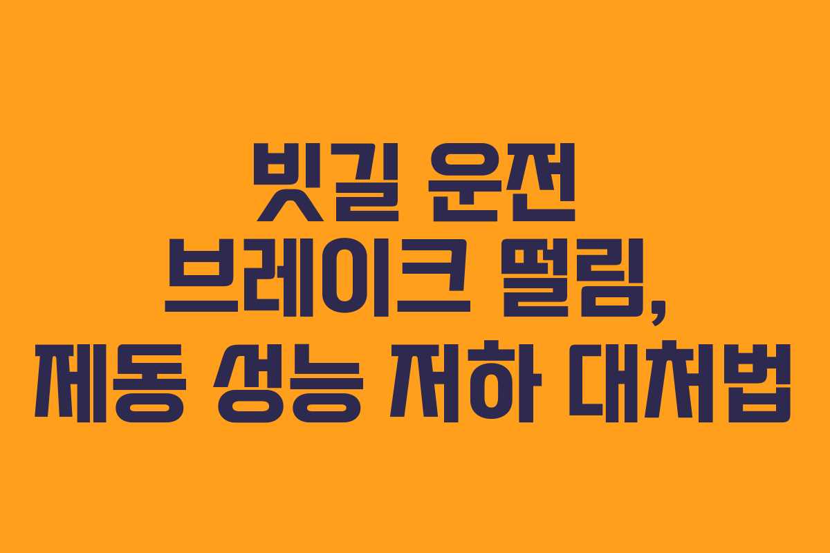 빗길 운전 브레이크 떨림, 제동 성능 저하 대처법
