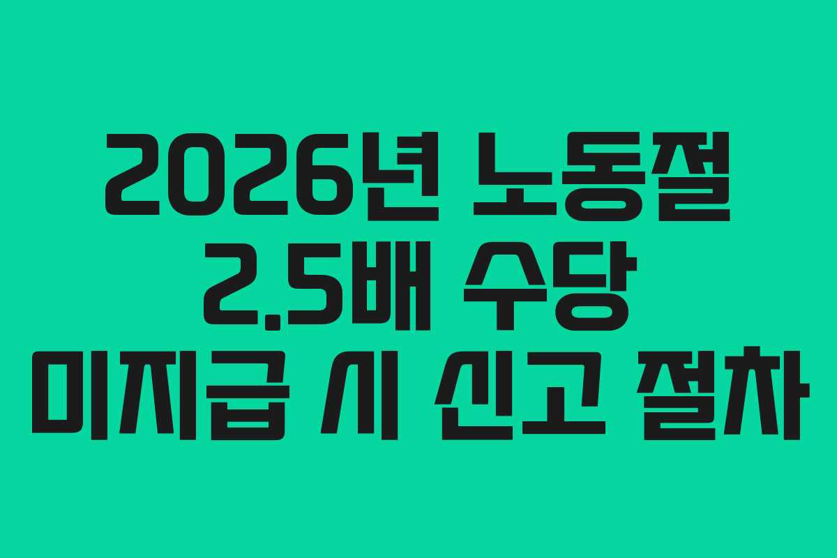 2026년 노동절 2.5배 수당 미지급 시 신고 절차