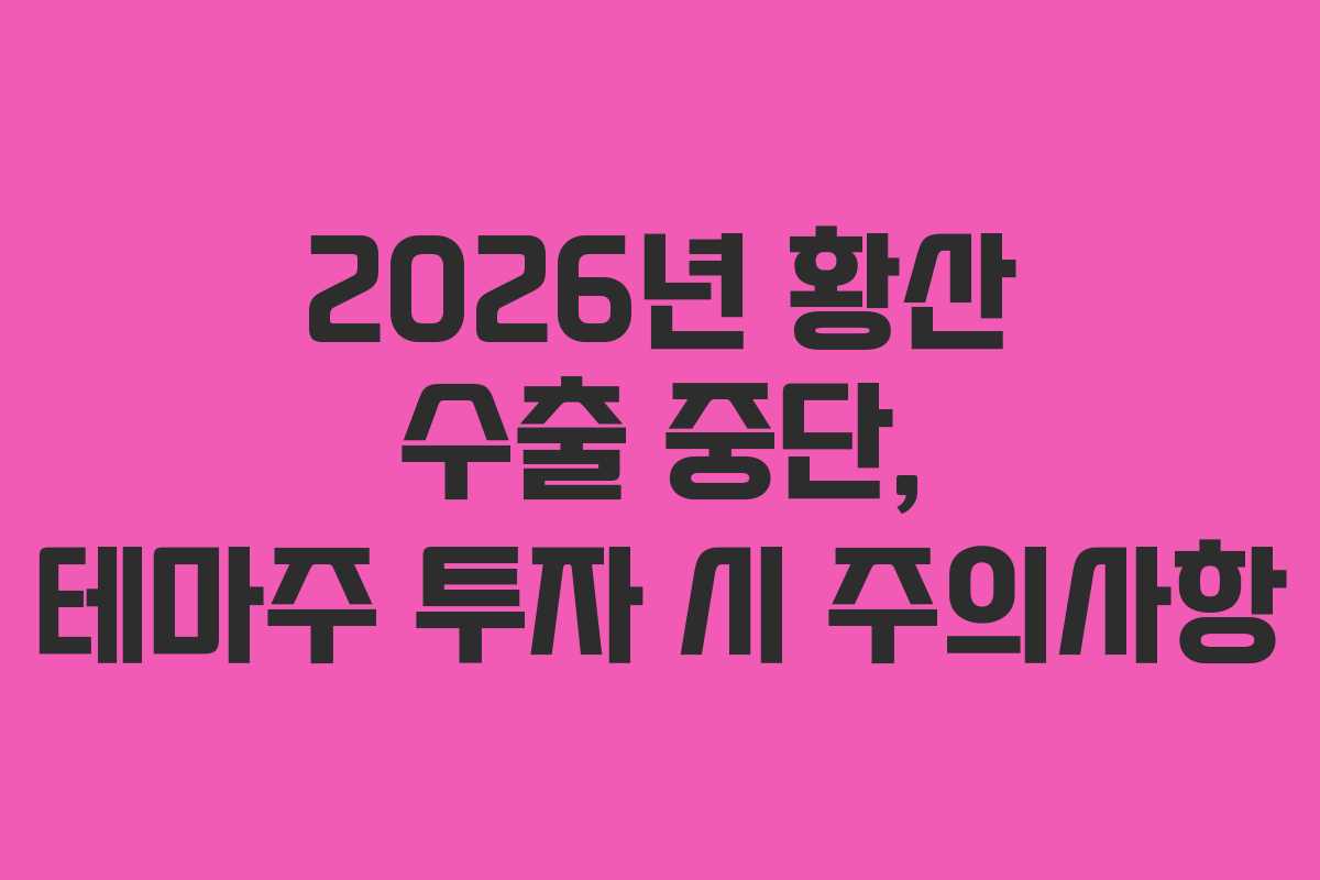 2026년 황산 수출 중단, 테마주 투자 시 주의사항