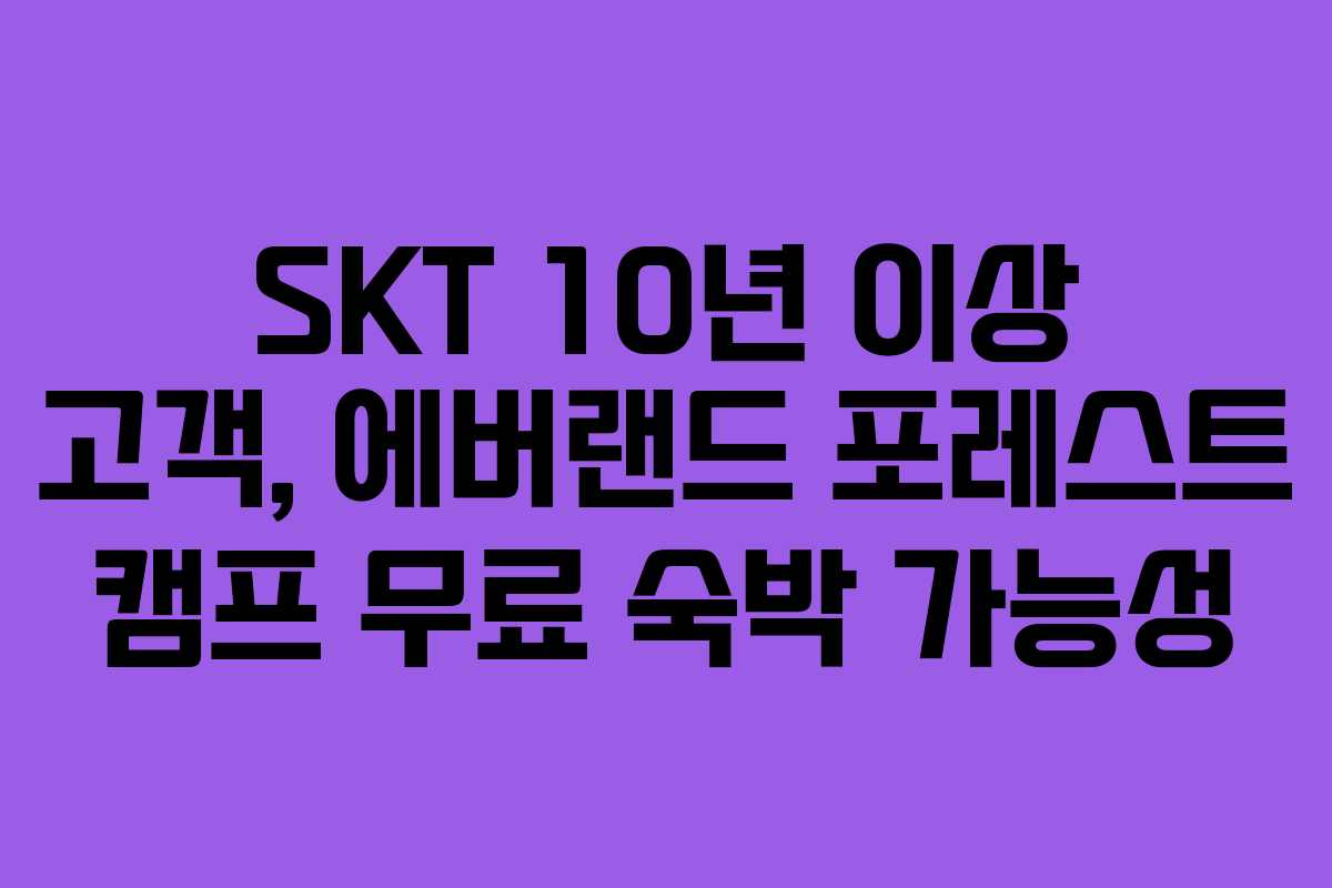 SKT 10년 이상 고객, 에버랜드 포레스트 캠프 무료 숙박 가능성