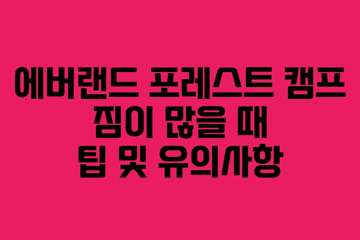 에버랜드 포레스트 캠프 짐이 많을 때 팁 및 유의사항