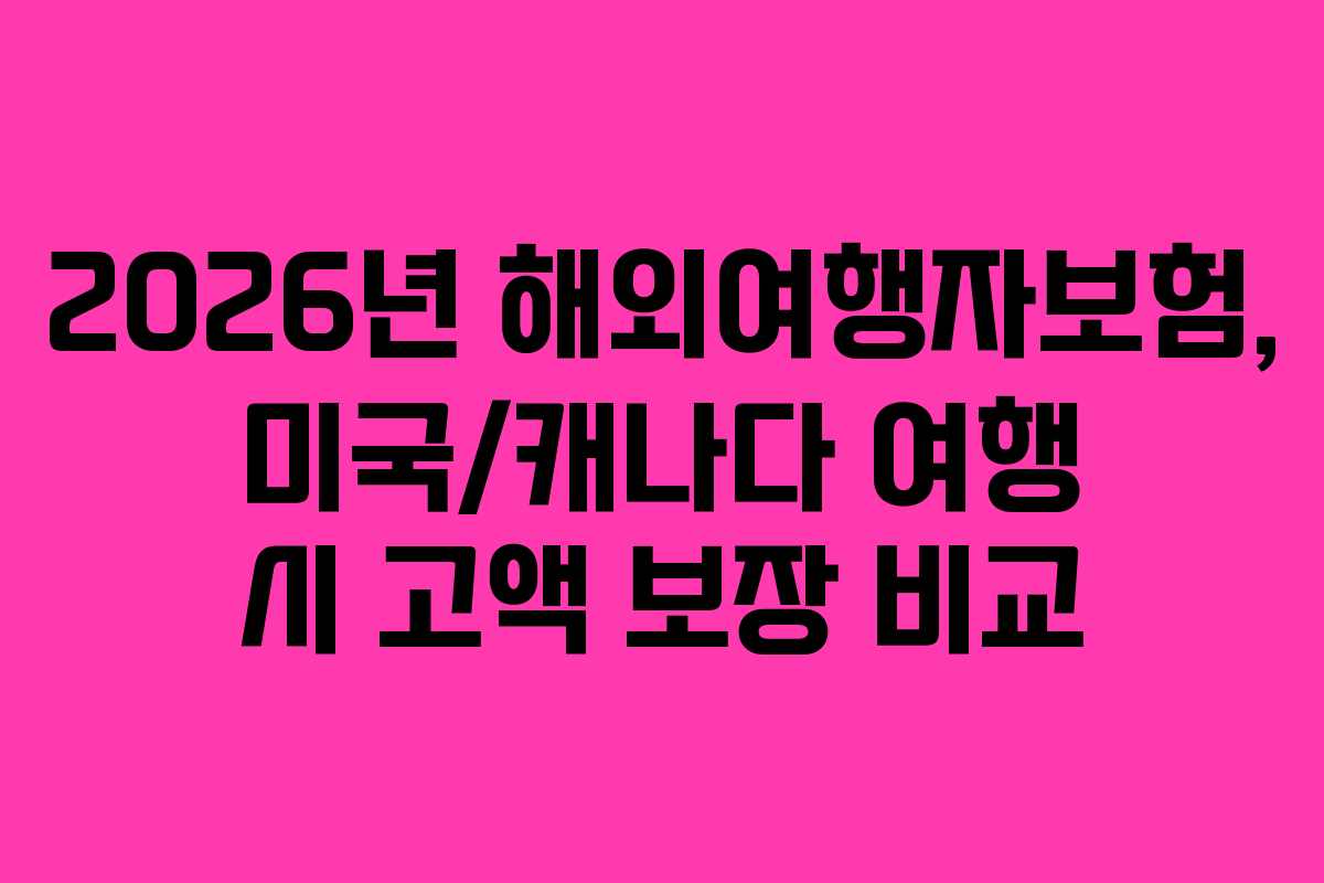 2026년 해외여행자보험, 미국/캐나다 여행 시 고액 보장 비교