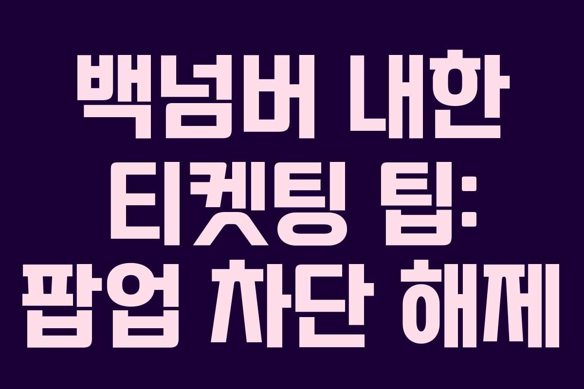 백넘버 내한 티켓팅 팁: 팝업 차단 해제