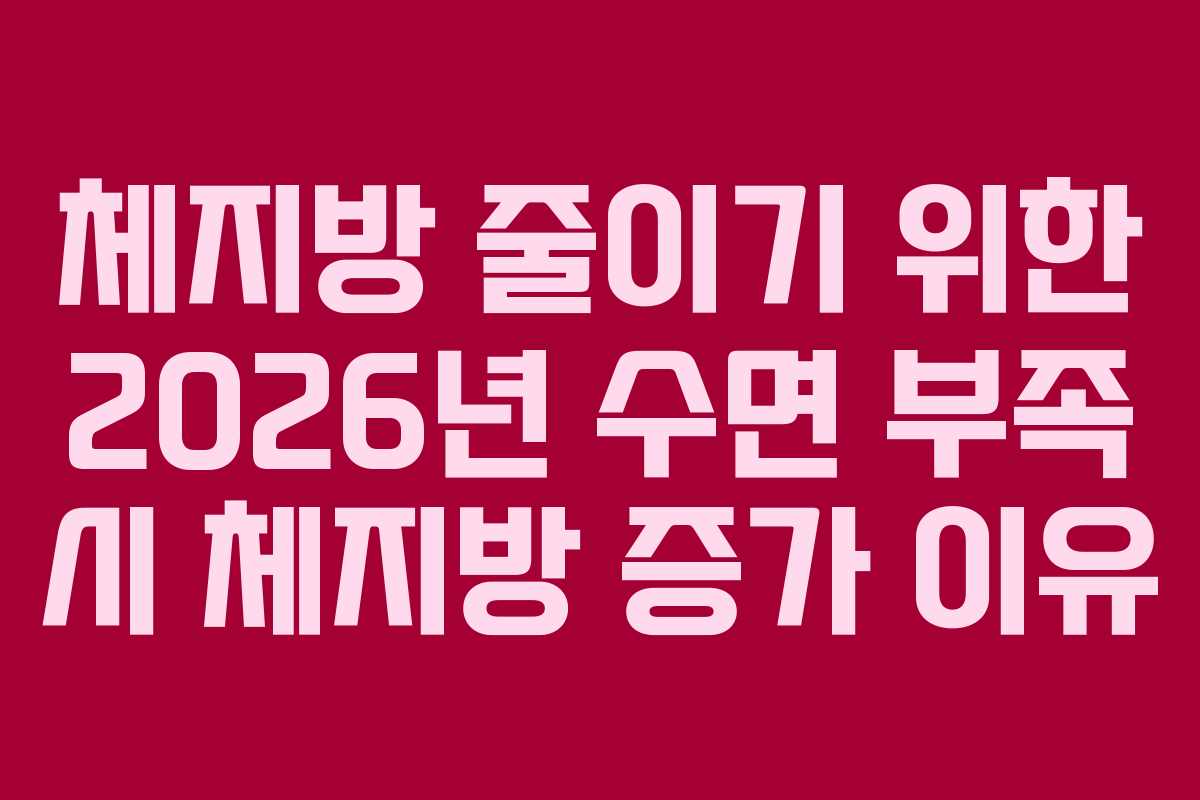 체지방 줄이기 위한 2026년 수면 부족 시 체지방 증가 이유