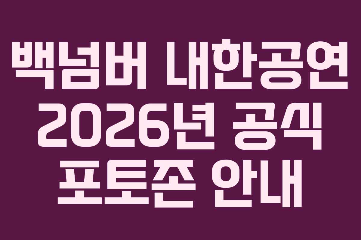 백넘버 내한공연 2026년 공식 포토존 안내