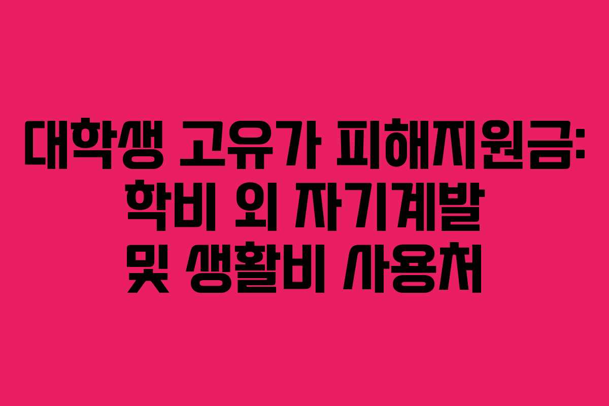 대학생 고유가 피해지원금: 학비 외 자기계발 및 생활비 사용처