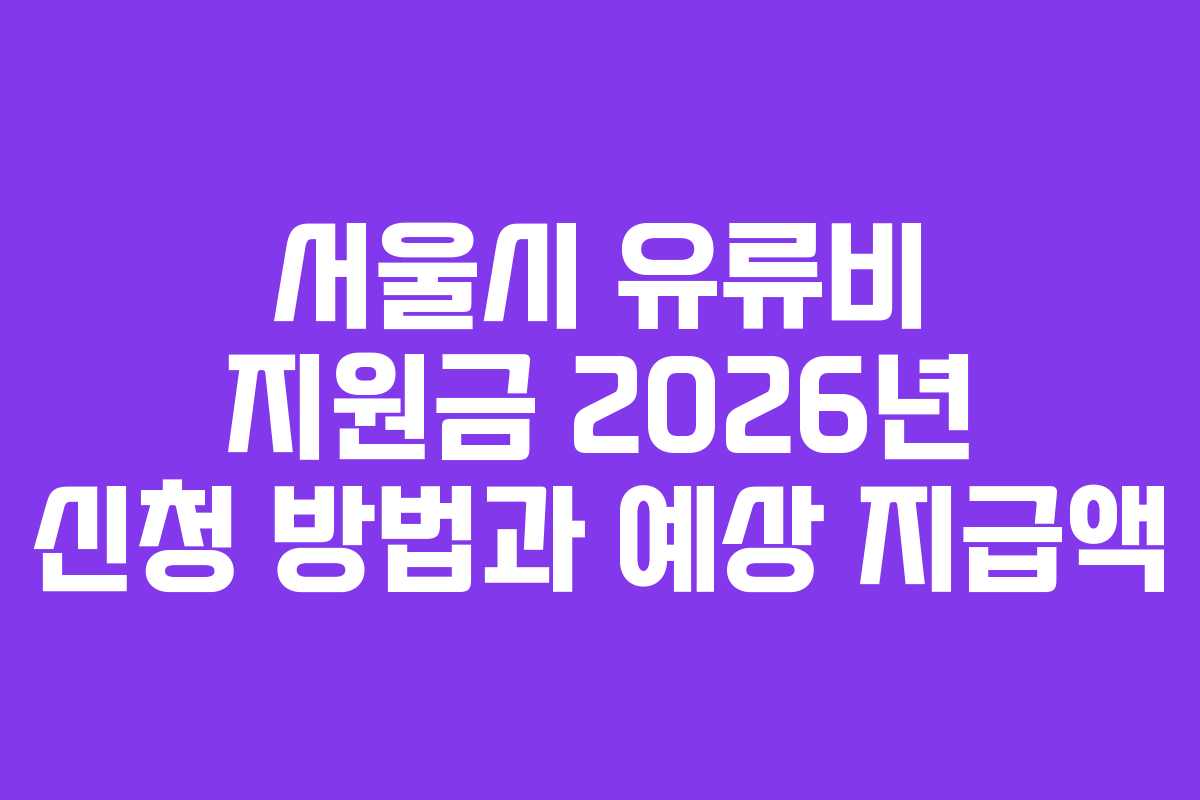 서울시 유류비 지원금 2026년 신청 방법과 예상 지급액