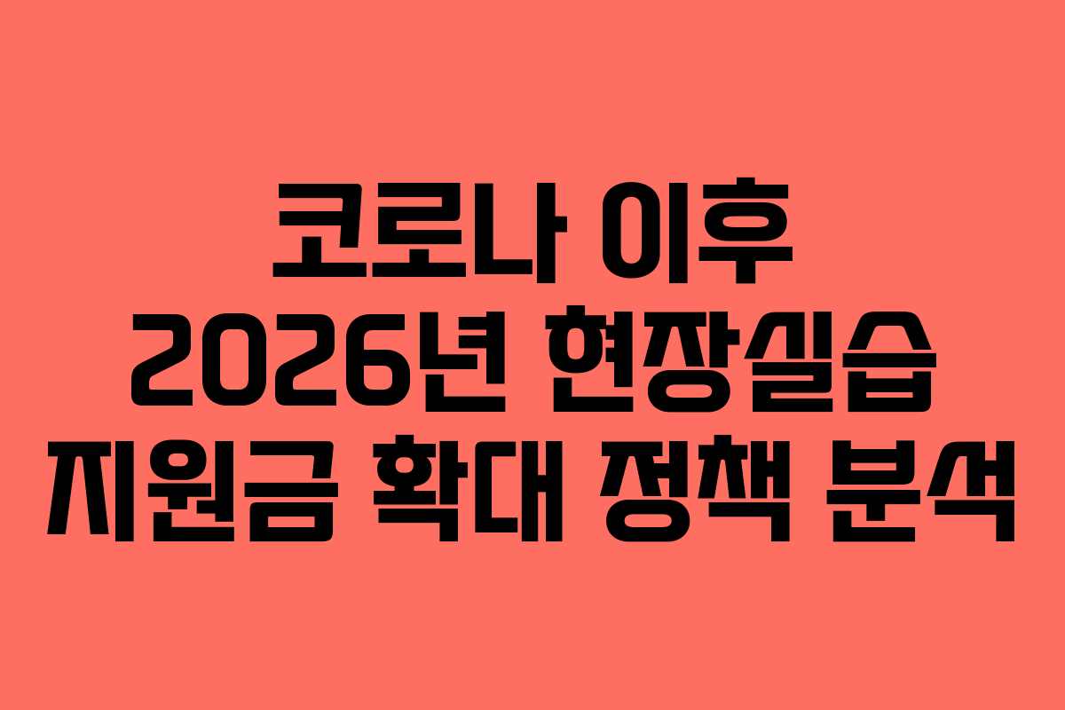 코로나 이후 2026년 현장실습 지원금 확대 정책 분석