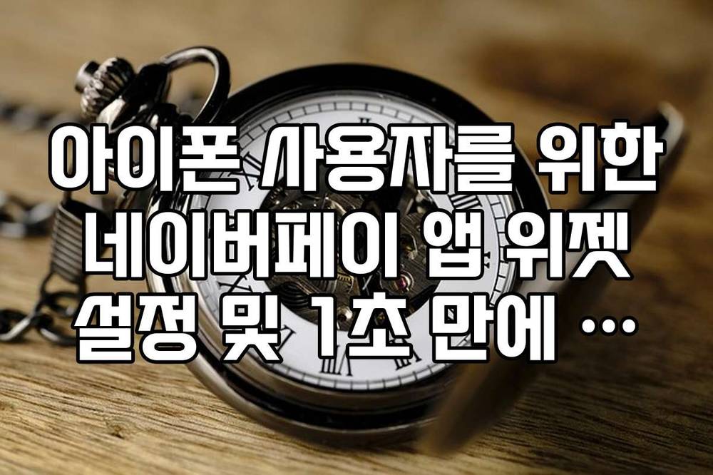 아이폰 사용자를 위한 네이버페이 앱 위젯 설정 및 1초 만에 결제하는 법