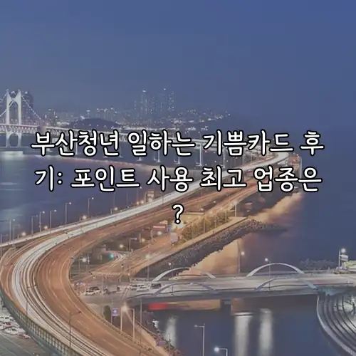 부산청년 일하는 기쁨카드 후기: 포인트 사용 최고 업종은?