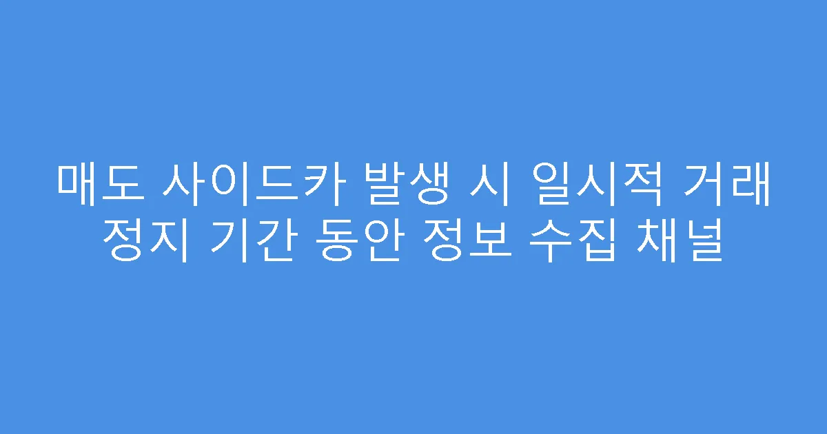 매도 사이드카 발생 시 일시적 거래 정지 기간 동안 정보 수집 채널