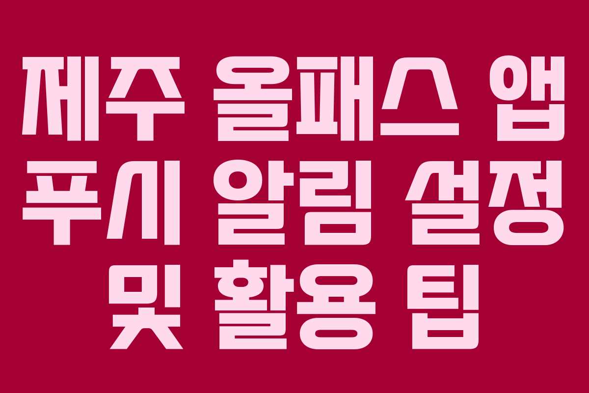 제주 올패스 앱 푸시 알림 설정 및 활용 팁