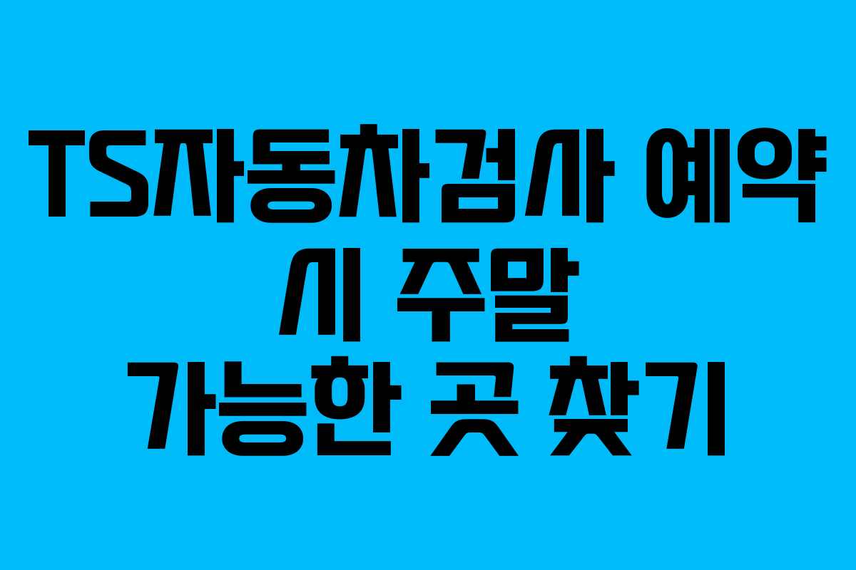 TS자동차검사-예약-시-주말-가능한-곳-찾기