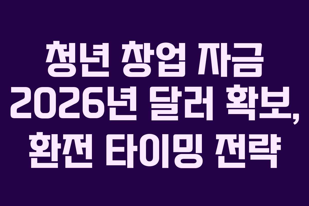 청년-창업-자금-2026년-달러-확보,-환전-타이밍-전략