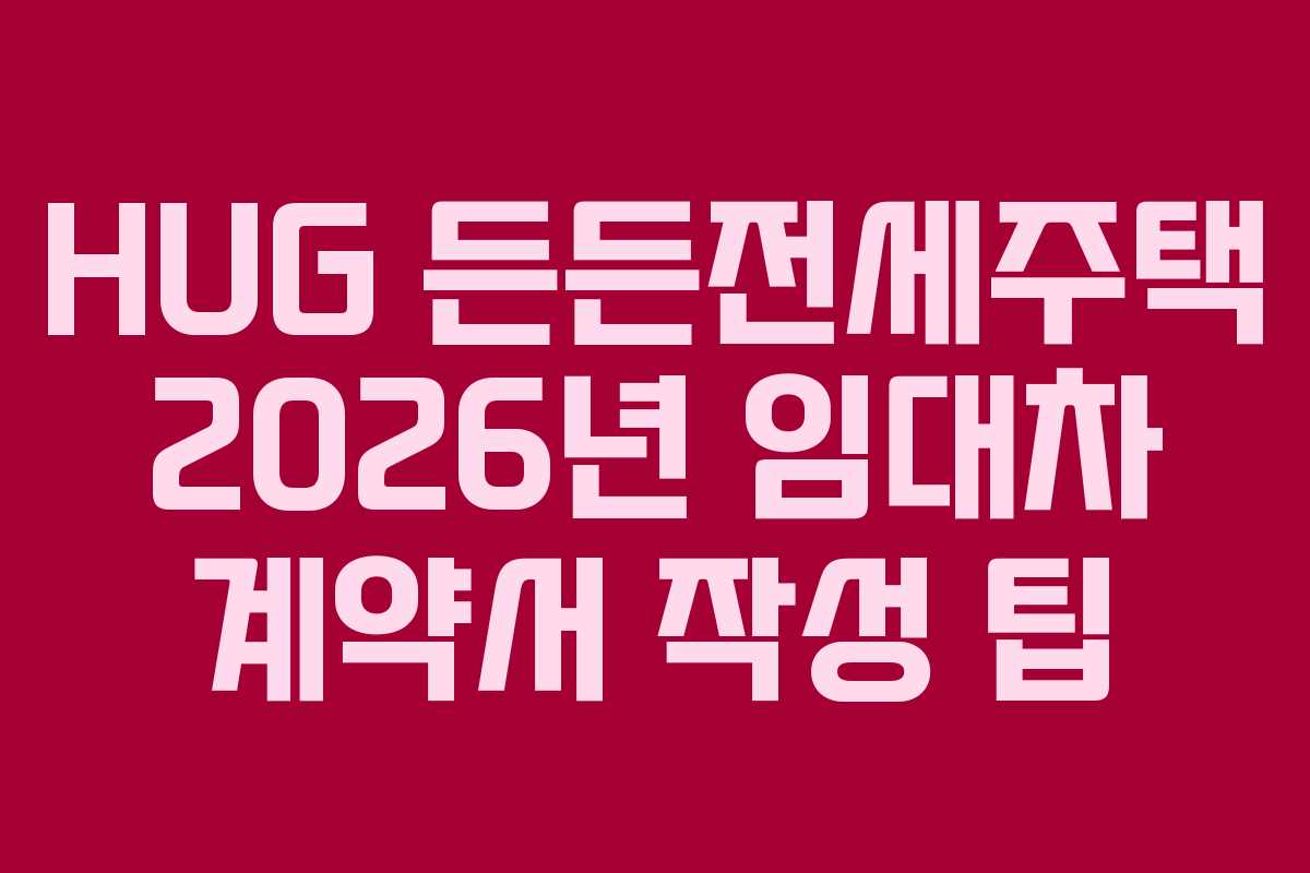 HUG-든든전세주택-2026년-임대차-계약서-작성-팁