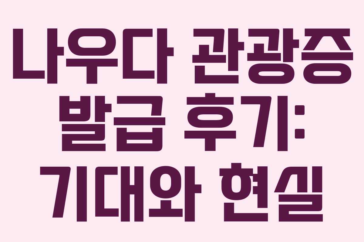 나우다-관광증-발급-후기-기대와-현실