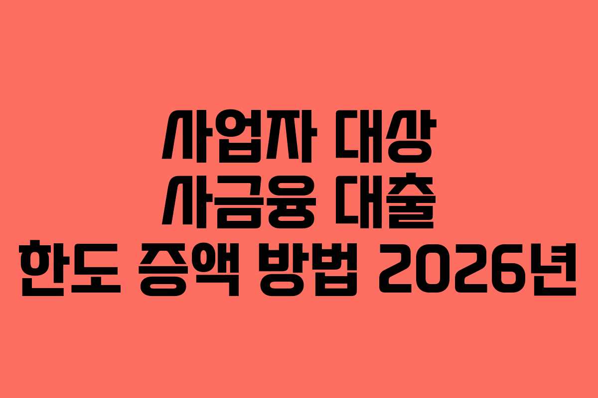 사업자-대상-사금융-대출-한도-증액-방법-2026년